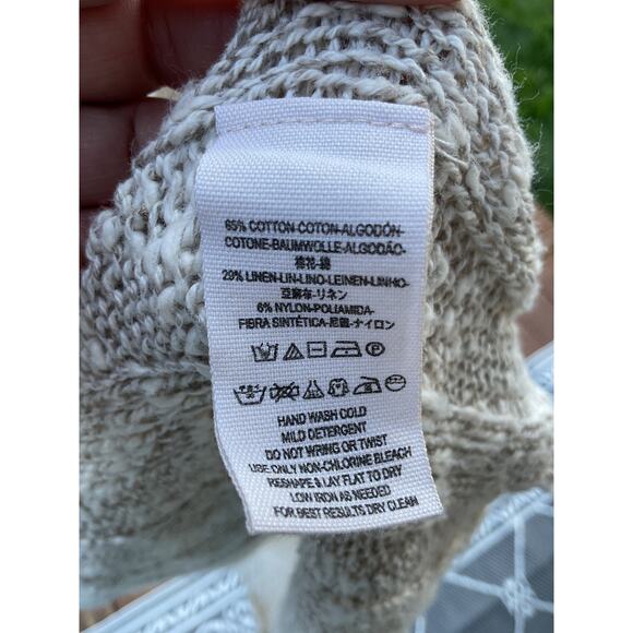 Free People Women's Open Knit Tan Open Front Long Line Cardigan Sweater Size L - Picture 8 of 8